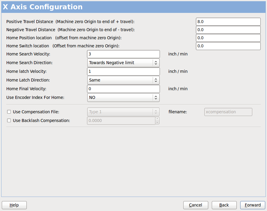 pncconf axis config