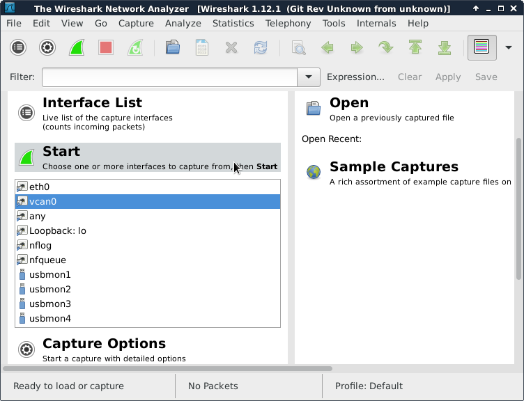 wireshark startup